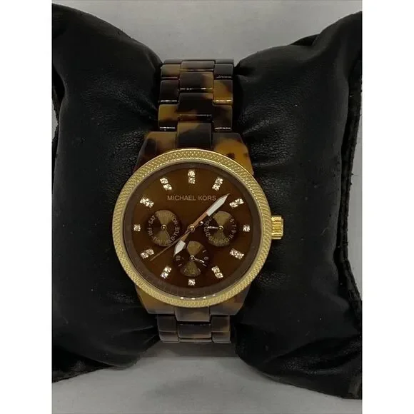Michael Kors Jet Set MK5038 Women's Brown Acrylic Analog Dial Quartz Watch ZW143 - Picture 3 of 12